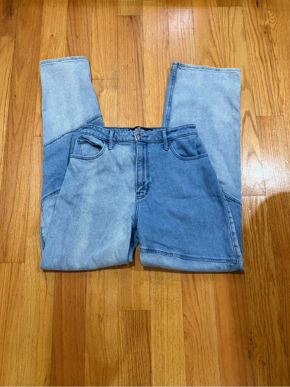 Hollister Patchwork Two-Tone High Rise Dad Jeans 27